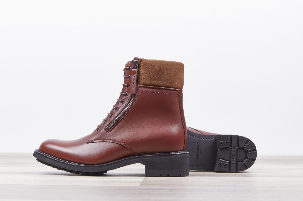 Heschung Boots Heschung En Cuir Lisse Marron Clair à L'allure Rock Sur Semelle Gomme