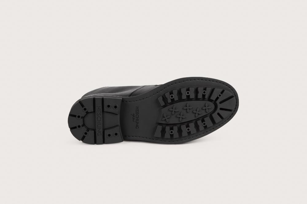 Heschung Boots Homme Décontractées En Cuir Lisse Imperméable Noir Sur Semelle Gomme