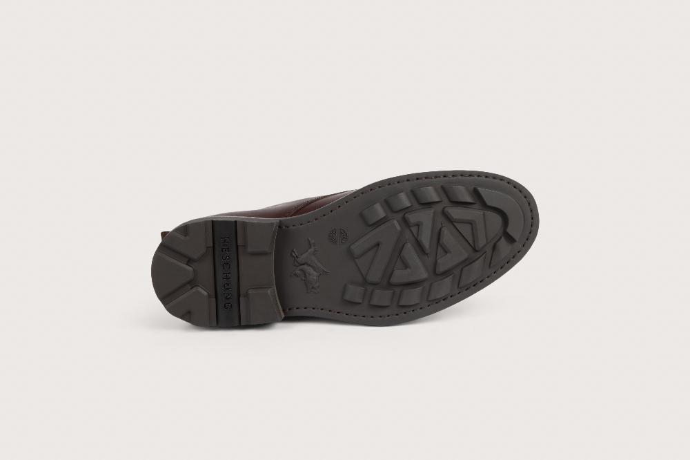 Heschung Boots Homme Décontractées En Cuir Lisse Marron Sur Semelle Gomme