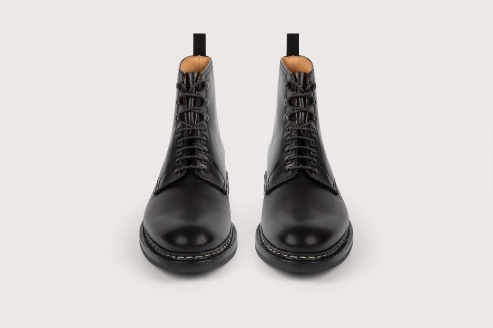 Heschung Boots Homme Décontractées En Cuir Lisse Noir Sur Semelle Gomme