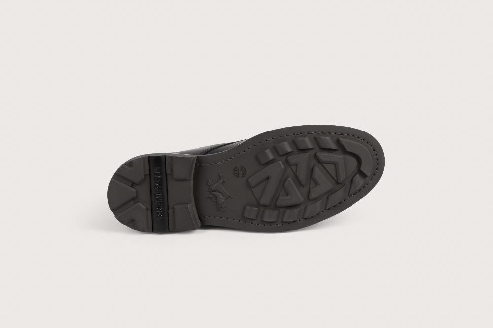 Heschung Boots Homme Décontractées En Cuir Lisse Noir Sur Semelle Gomme