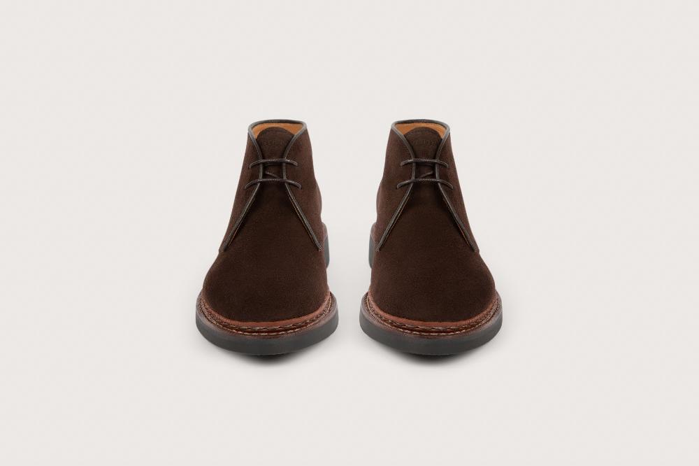 Heschung Boots Homme En Velours Marron Foncé Décontractées