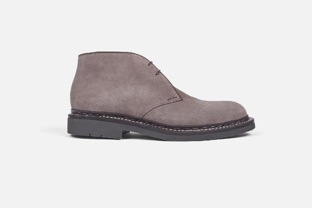 Heschung Boots Homme En Velours Taupe Décontractées