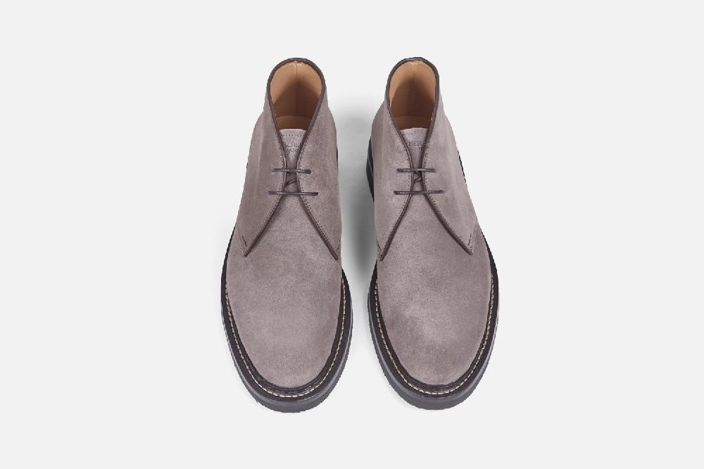 Heschung Boots Homme En Velours Taupe Décontractées