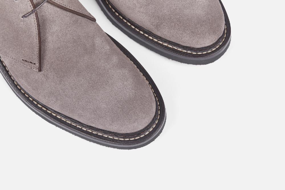 Heschung Boots Homme En Velours Taupe Décontractées