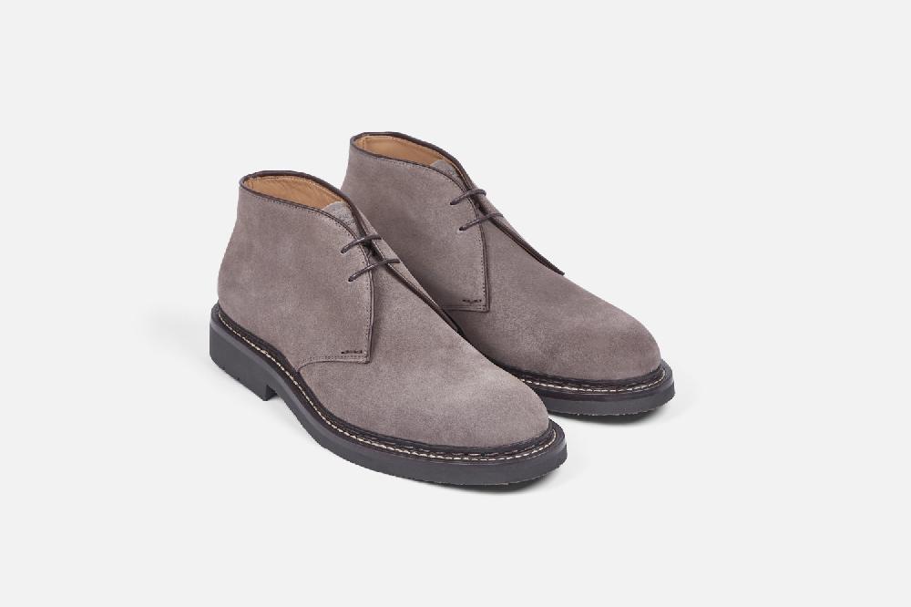 Heschung Boots Homme En Velours Taupe Décontractées