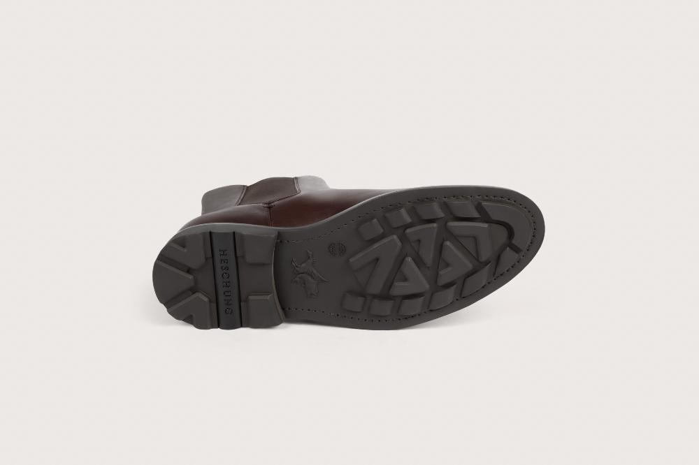 Heschung Boots Intemporelles Homme En Cuir Lisse Imperméable Marron Sur Semelle Gomme