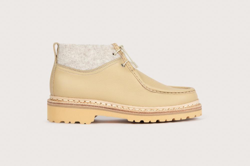 Heschung Boots Lierre Femme En Cuir Grainé Et Tweed Sur Semelle Gomme