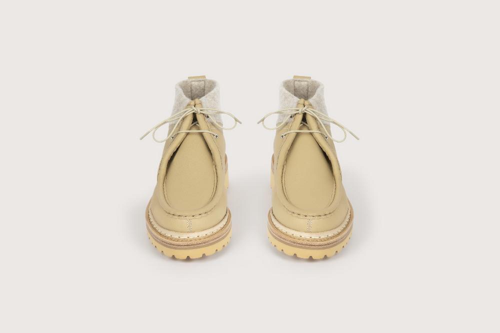 Heschung Boots Lierre Femme En Cuir Grainé Et Tweed Sur Semelle Gomme