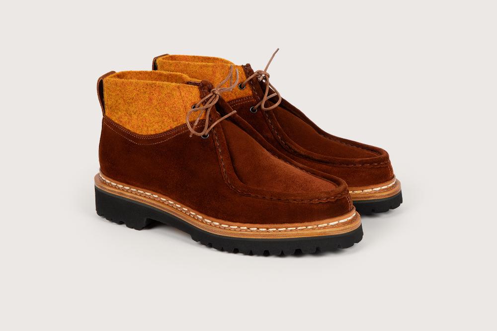 Heschung Boots Lierre Femme En Cuir Velour Et Tweed Sur Semelle Gomme