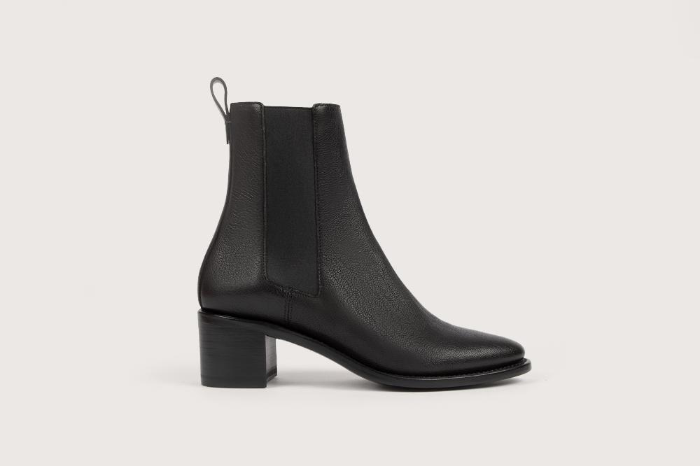 Heschung Boots Maud Femme En Cuir De Chèvre Gobi Noir Semelle En Cuir