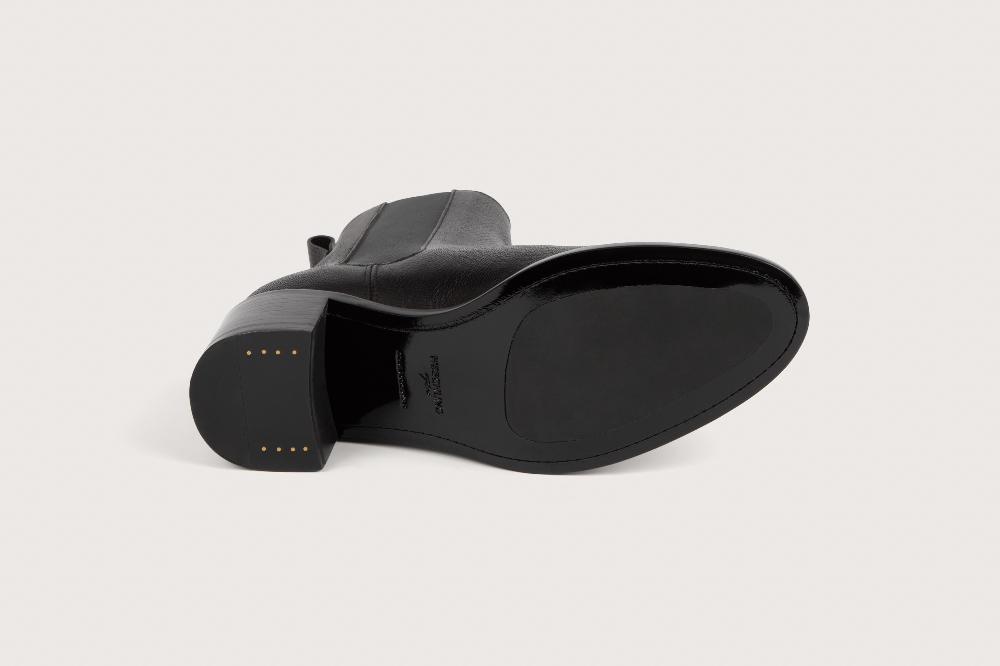 Heschung Boots Maud Femme En Cuir De Chèvre Gobi Noir Semelle En Cuir