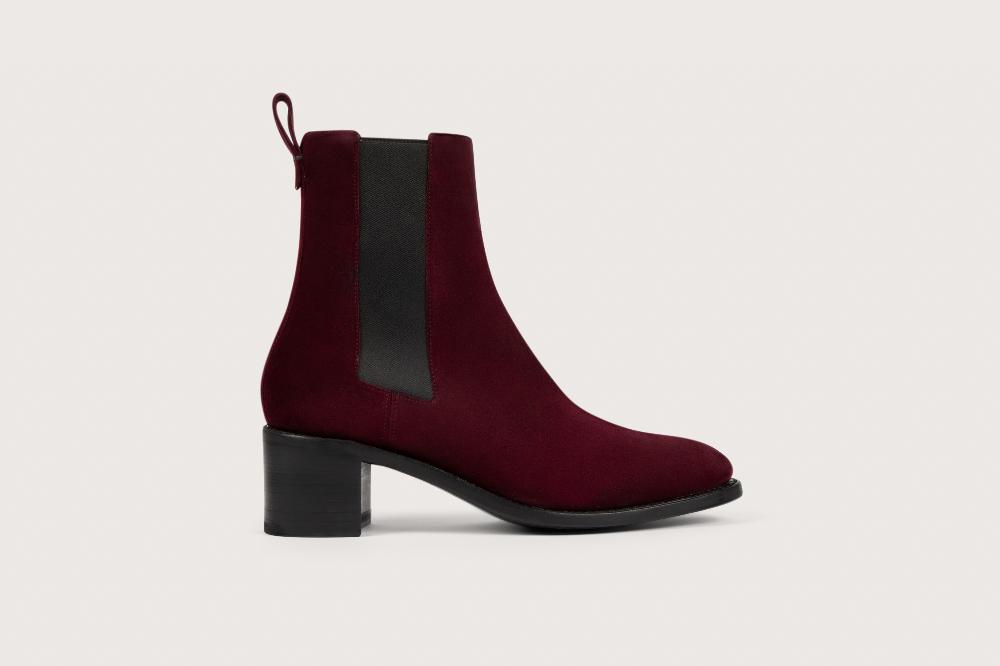 Heschung Boots Maud Femme En Cuir De Veau Coloris Aubergine Sur Semelle Cuir