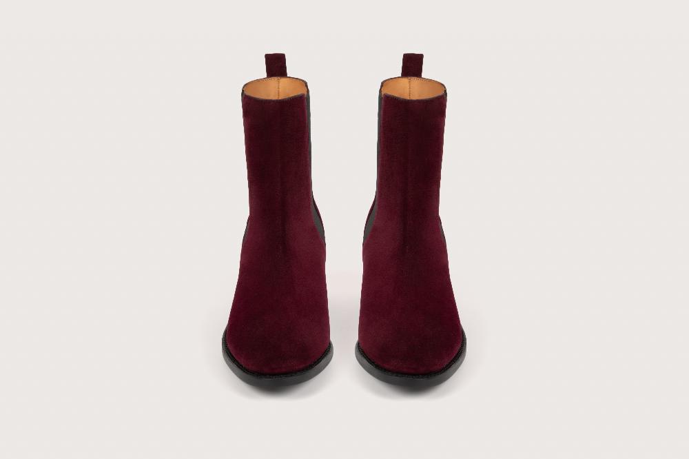 Heschung Boots Maud Femme En Cuir De Veau Coloris Aubergine Sur Semelle Cuir
