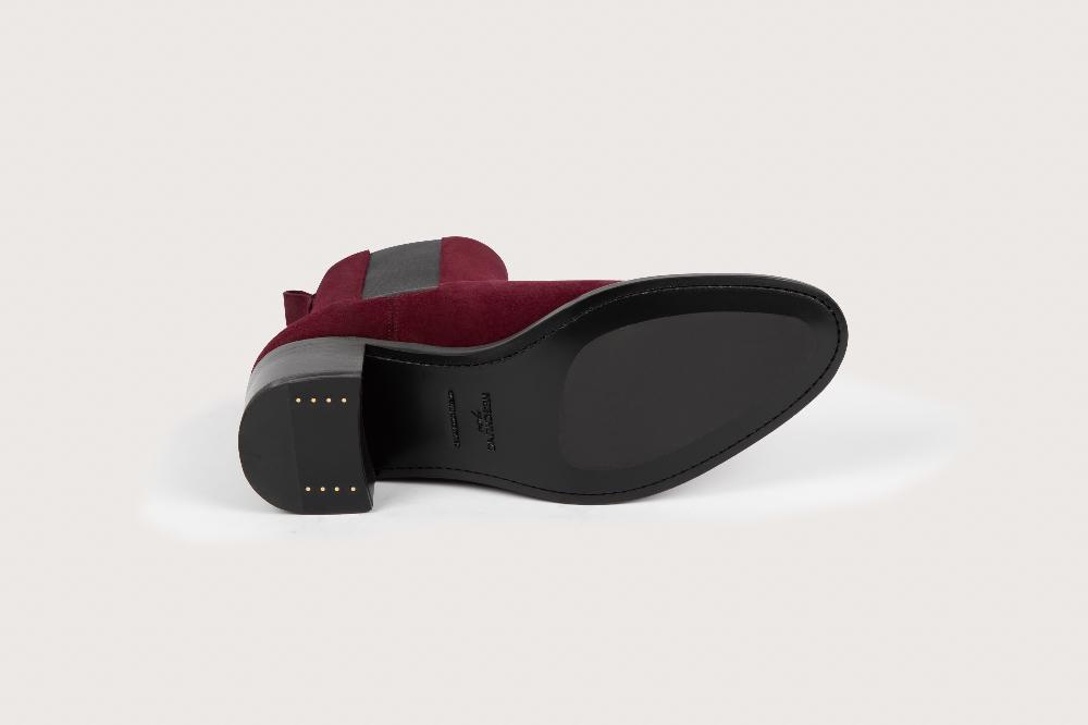 Heschung Boots Maud Femme En Cuir De Veau Coloris Aubergine Sur Semelle Cuir