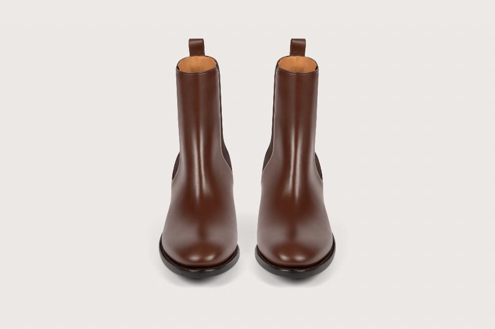 Heschung Boots Maud Femme En Cuir Marron Sur Semelle Cuir