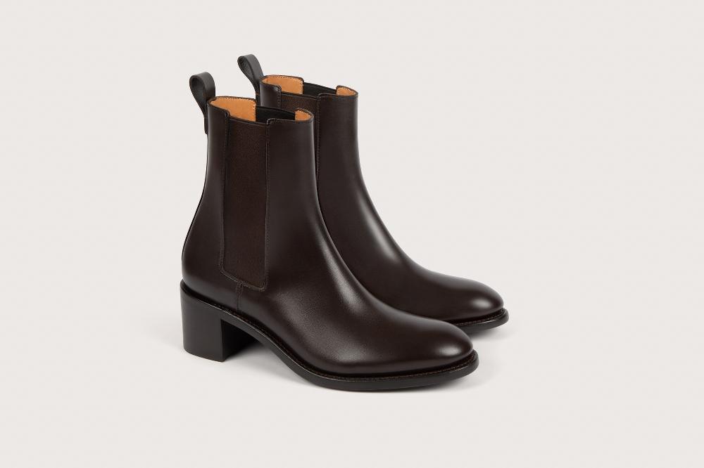heschung Boots Maud femme en veau box marron semelle en cuir