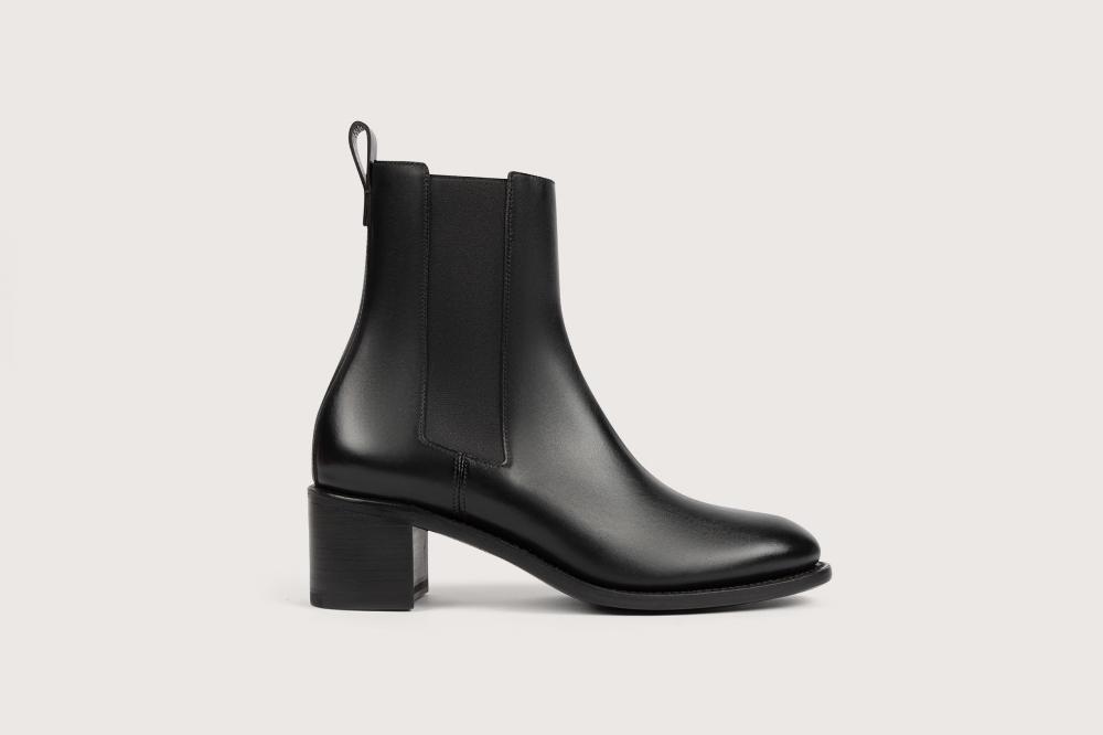 Heschung Boots Maud Femme En Veau Box Noir Semelle En Cuir