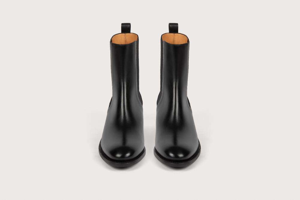 Heschung Boots Maud Femme En Veau Box Noir Semelle En Cuir