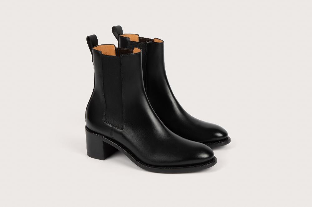 heschung Boots Maud femme en veau box noir semelle en cuir heschung Boots Maud femme en veau box noir semelle en cuir