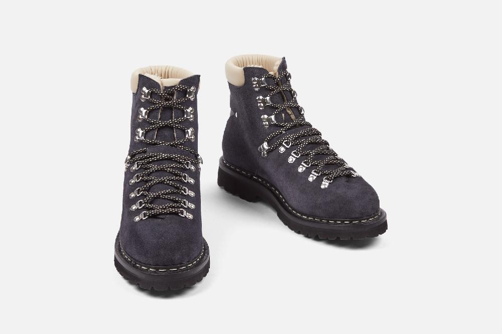 Heschung Boots Montantes Homme En Hydrovelours Bleu Foncé Esprit Montagne Et Authentiques