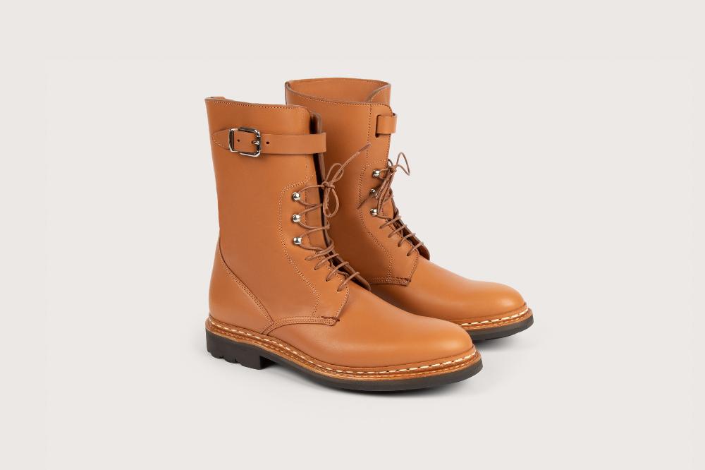 heschung Boots Sergent femme en cuir lisse gold esprit militaire heschung Boots Sergent femme en cuir lisse gold esprit militaire