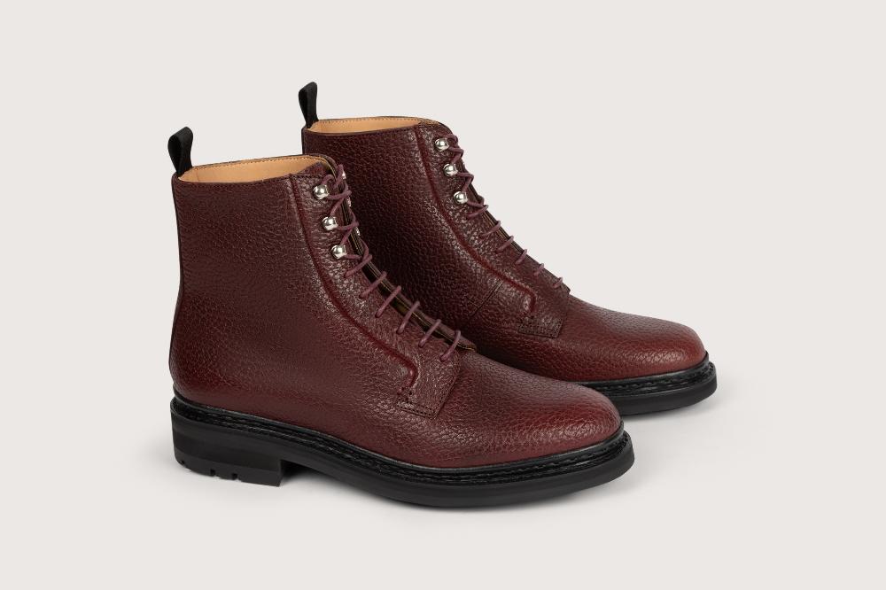 Heschung Bottine En Cuir De Buffle Pour Femme Semelle Gomme Coloris Rouge Chianti