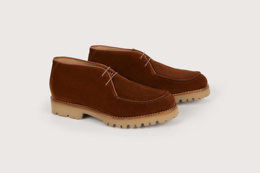 heschung Bottine en cuir de veau coloris rouille pour femme semelle gomme