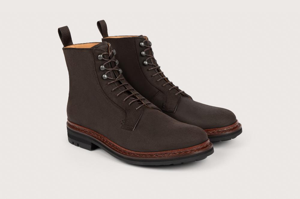 heschung Bottine en cuir de veau pour homme semelle gomme coloris moro