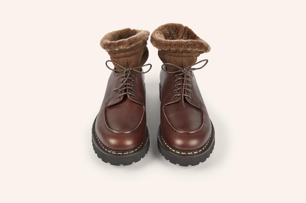 Heschung Bottine En Cuir Suportlo à Col Fourré Mouton Pour Homme Semelle Gomme Coloris Naturel