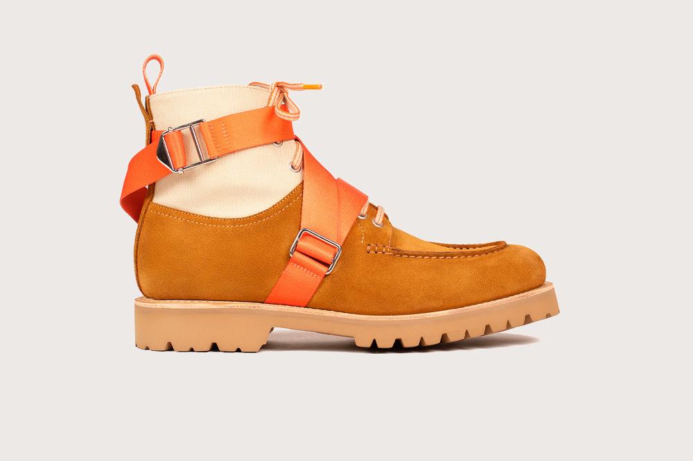 Heschung Bottine En Hydrovelours Et Toile Marron Clair Pour Homme Semelle Gomme