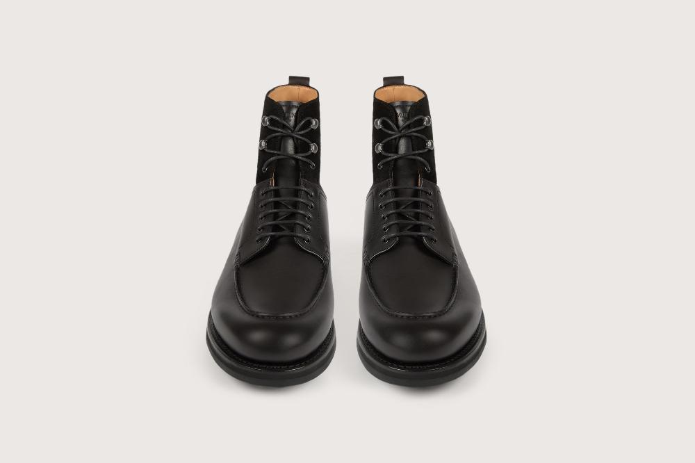Heschung Bottine En Veau Anilcalf Et Hydrovelours Pour Homme Semelle Gomme Coloris Noir