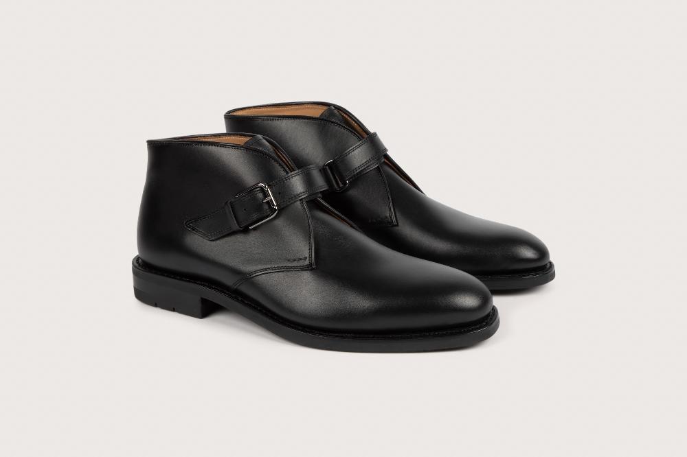 heschung Bottine en veau box pour homme semelle gomme coloris noir