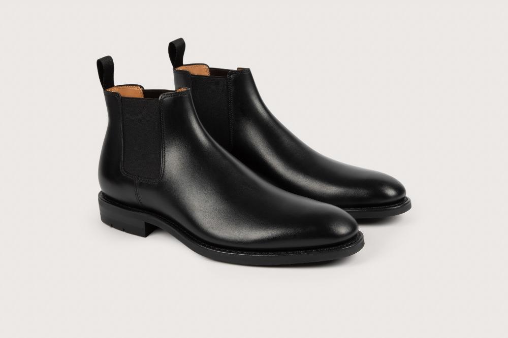 heschung Bottine en veau box pour homme semelle gomme coloris noir