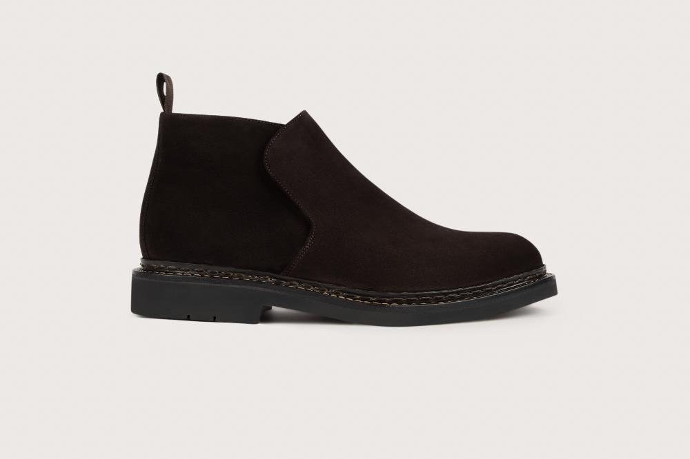 Heschung Bottine En Veau Grainé Pour Homme Semelle Gomme Coloris Moro