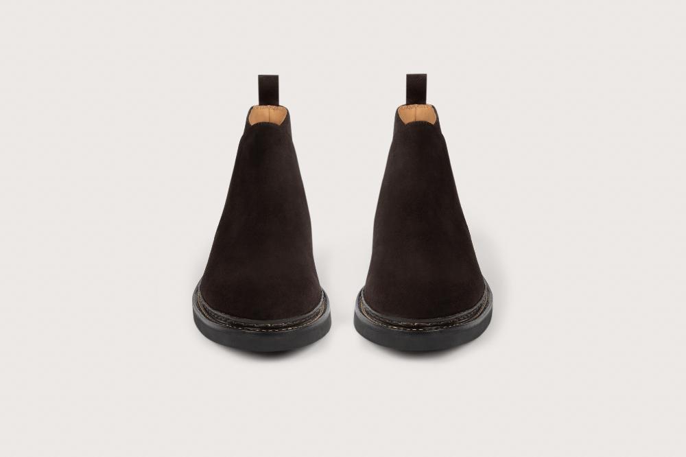 Heschung Bottine En Veau Grainé Pour Homme Semelle Gomme Coloris Moro