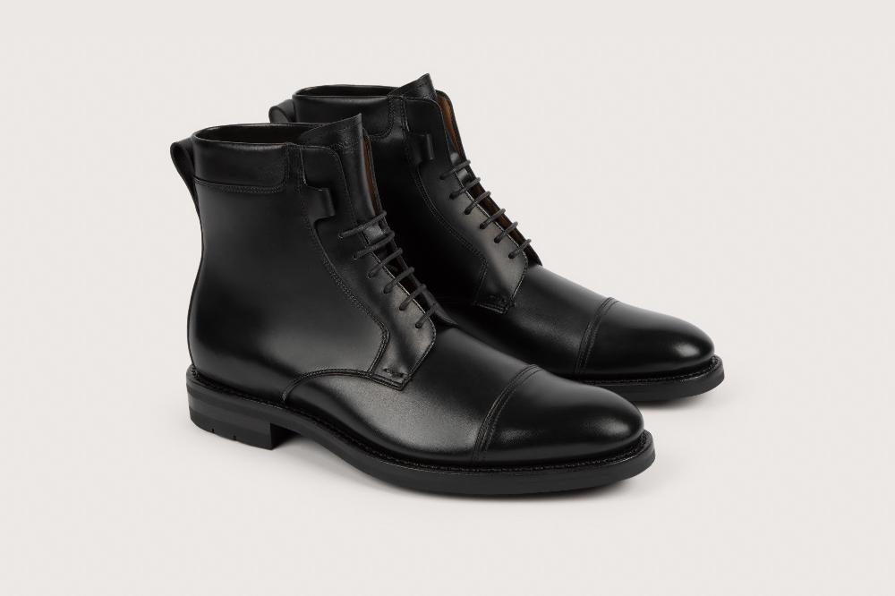 heschung Bottine en veau lisse pour homme semelle gomme coloris noir