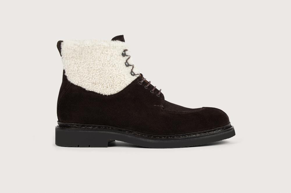 Heschung Bottine En Veau Velours Et Mouton Pour Homme Semelle Gomme Extra-légère Coloris Marron