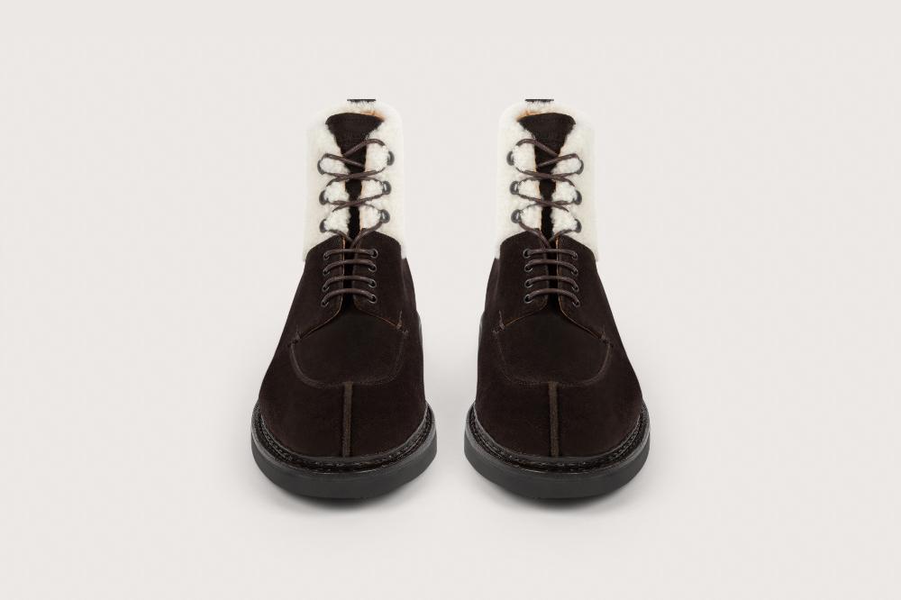 Heschung Bottine En Veau Velours Et Mouton Pour Homme Semelle Gomme Extra-légère Coloris Marron