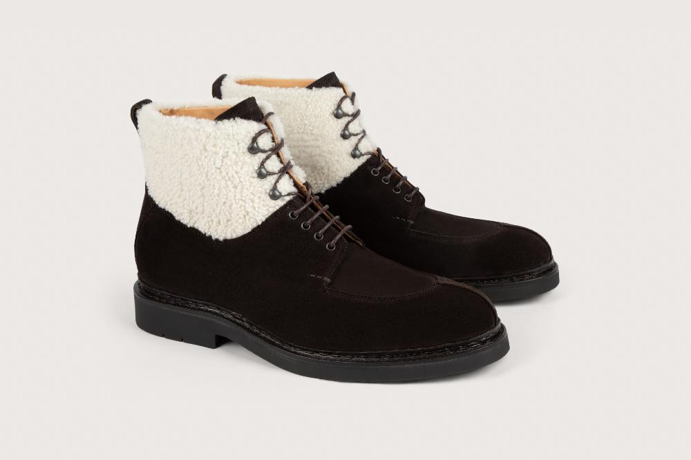 Heschung Bottine En Veau Velours Et Mouton Pour Homme Semelle Gomme Extra-légère Coloris Marron