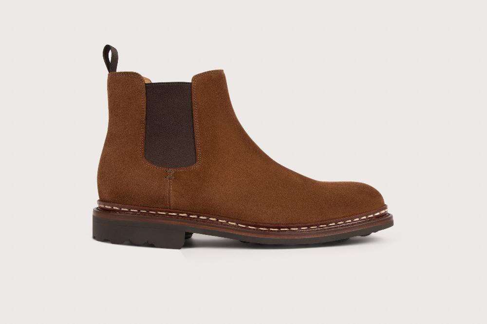 Heschung Bottine En Veau Velours Pour Homme Semelle Gomme Coloris Cigare