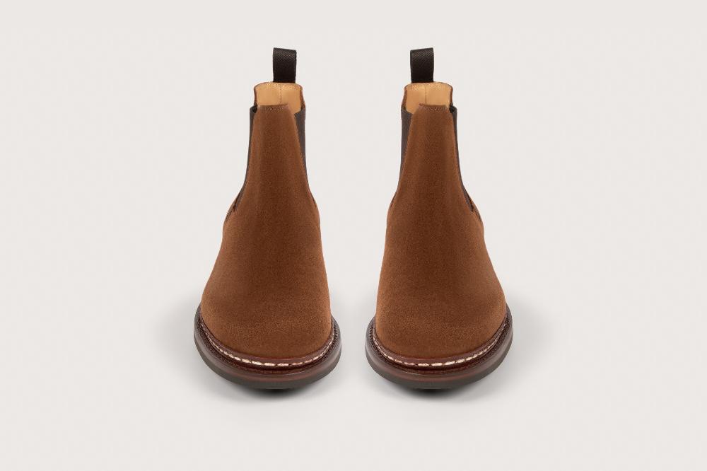 Heschung Bottine En Veau Velours Pour Homme Semelle Gomme Coloris Cigare