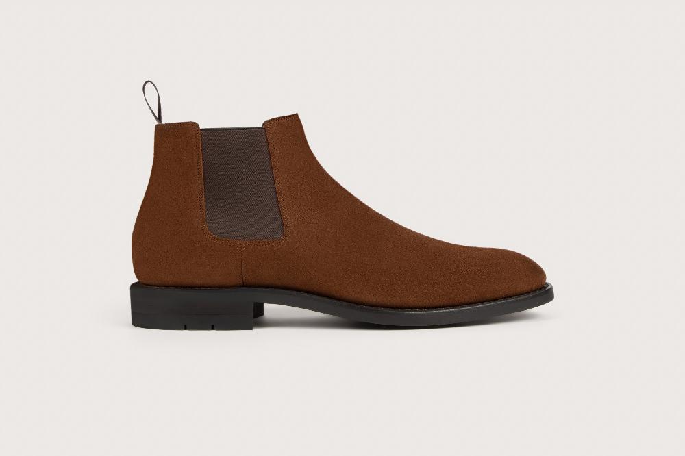 Heschung Bottine En Veau Velours Pour Homme Semelle Gomme Coloris Cigare
