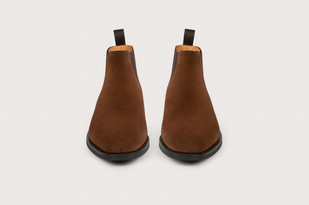 Heschung Bottine En Veau Velours Pour Homme Semelle Gomme Coloris Cigare