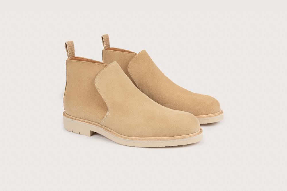 heschung Bottine en veau velours pour homme semelle gomme coloris sable