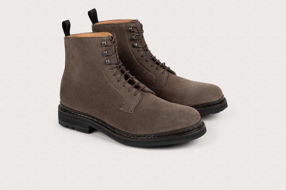 heschung Bottine en veau velours pour homme semelle gomme coloris acacia