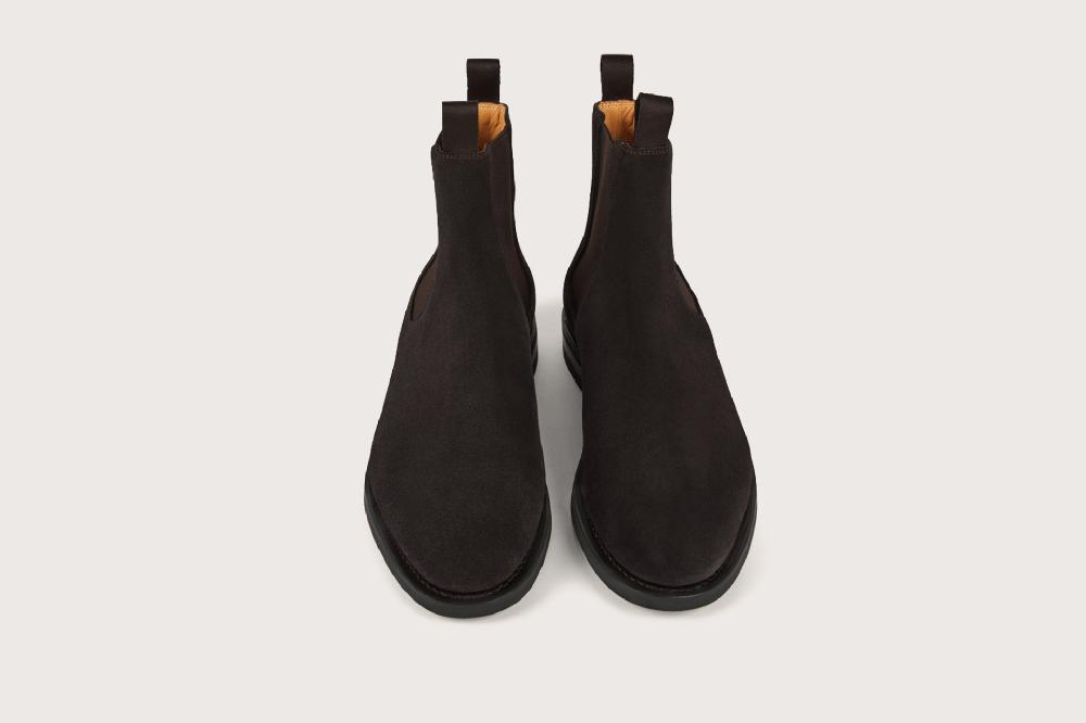 Heschung Bottine En Veau Velours Pour Homme Semelle Gomme Coloris Moro