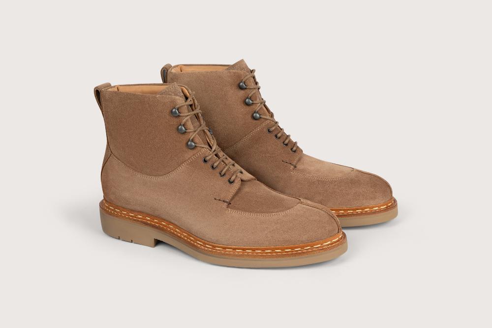 Heschung Bottine En Veau Velours Pour Homme Semelle Gomme Extra-légère Coloris Terre