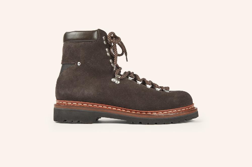 Heschung Bottine Fourrée En Veau Velours Et Veau Nappa Pour Homme Semelle Gomme Coloris Moro