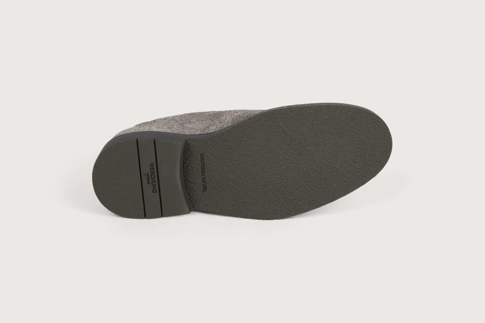 Heschung Bottine Genêt Pour Homme En Veau Velours Feutre Grey Semelle Gomme